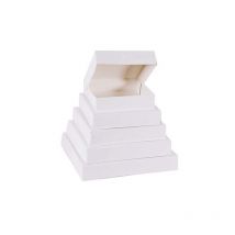 Boîte pâtissière carrée en carton blanc 26x8 cm - 50 pcs