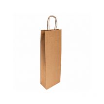 Sac cabas 1 bouteille avec anses en papier kraft 14+8x40 cm - 250 pcs