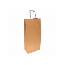 Sacs cabas 2 bouteilles avec anses en papier kraft brun 18+10x39 cm - 250 pcs