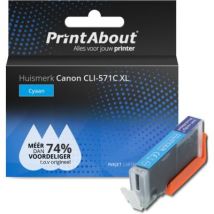 PrintAbout huismerk Inktcartridge CLI-571C XL Cyaan Hoge capaciteit Geschikt voor Canon