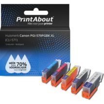 PrintAbout huismerk Inktcartridge PGI-570PGBK XL (CLI-571) 5-kleuren Multipack Hoge capaciteit Geschikt voor Canon