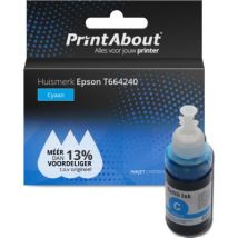 PrintAbout huismerk Inktcartridge T664240 Cyaan Geschikt voor Epson