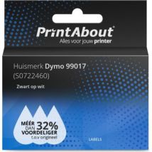 PrintAbout huismerk Etiket 99017 (S0722460) Zwart op wit (50 mm x 12  mm) Geschikt voor Dymo