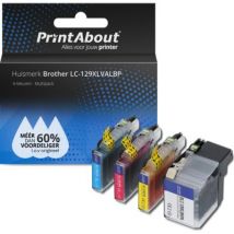 PrintAbout huismerk Inktcartridge LC-129XLVALBP 4-kleuren Multipack Hoge capaciteit Geschikt voor Brother