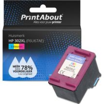 PrintAbout huismerk Inktcartridge 302XL (F6U67AE) 3-kleuren Hoge capaciteit Geschikt voor HP