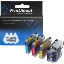 PrintAbout huismerk Inktcartridge LC-229XLVALBP 4-kleuren Multipack Extra hoge capaciteit Geschikt voor Brother