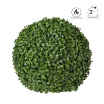 Boule Buis Artificielle Extérieur Anti-uv Verte 28 Cm Traitement Retardateur De Flamme M1