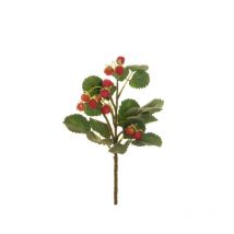 Rabarbere avec 12 fruits, feuilles et tiges floconnees, 31,5 cm artificiel rouge