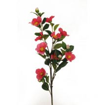 Camellia spray x3 avec fleurs à pétale unique et tige enduite, 107 cm artificielle fuchsia