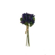 Bouquet violet x9 avec 4 groupes de fleurs, 5 feuilles et raffia, 20 cm artificiel rouge