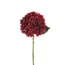 Hortensia juliet avec 3 feuilles, tête d 18 cm, fleur d 4,5 cm, 50 cm artificielle rouge