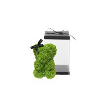 Petit ours en peluche rose diamant avec noeud noir sur l'oreille et boîte en pvc 17 x 17 x 28 cm, 25 cm artificielle rouge