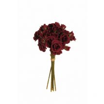 Mini bouquet de roses frisco x9 avec 18 fleurs de 4,5 cm et 18 boutons, 30 cm artificiel rouge