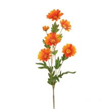 Branche De Marguerite Avec 5 Fleurs Et 1 Bouton Ouvert, 79 Cm Artificielle Orange