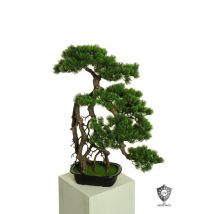 Bonsaï ming pine en plastique résistant aux uv dans un pot en plastique rectangulaire 27,5 x 19,5 x 7,3 cm, 72 x 32 x 51 cm roug