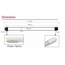 Tube néon Led T8 150cm blanc froid 6000K 24 W avec starter