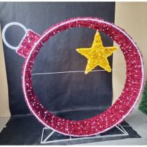 Boule lumineuse de Noël XXL avec étoiles et tapis de sapin rouge 1m90 Led blanc froid + blanc chaud Flash