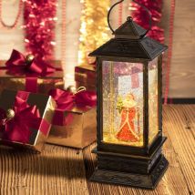 Lanterne RECTANGULAIRE BRONZE LED effet glitter à lumière fixe H27,5cm Lotti