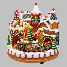 Village de Noël lumineux animé CANDY avec petit trans en mouvement et musique Lotti