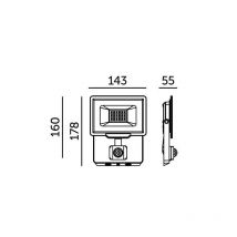 Projecteur avec détecteur de mouvement LED MHC 30W noir 6500K IP65 blanc froid