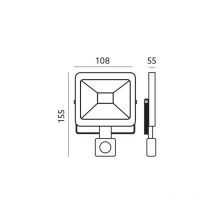 Projecteur avec détecteur de mouvement LED MHC 10W 3000K IP44 noir blanc chaud