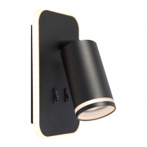 Applique murale cylindrique Pipe Ring noire 1x GU10 + LED 6W