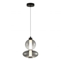 Suspension double globe sphérique DAPHNE fumée 12 W