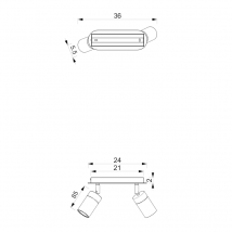 Plafonnier barre double spot cylindrique orientable JOKER bleu marine/doré 2xGU10