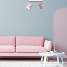 Plafonnier barre double spot abat-jour cylindrique DIXIE PINK 2xGX53