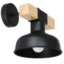 Applique murale coupole FARO noir/bois naturel 1xE27 60W