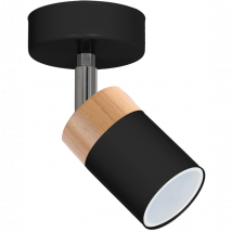 Applique murale spot cylindrique JOKER NOIR/BOIS 1x GU10