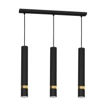 Suspension barre triple tube cylindrique JOKER noir/doré 3x GU10