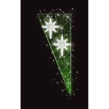 Reconditionné - Décor de Noël Candélabre avec flocon H 2.00 m x L 0.82 m Cordon Blanc Glace Guirlande Vert flash Blanc Glace
