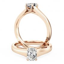 A stunning radiant cut solitaire diamond ring in 18ct rose gold