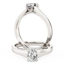A stunning radiant cut solitaire diamond ring in 18ct white gold