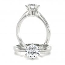 A timeless round cut solitaire diamond ring in 18ct white gold
