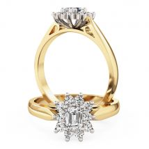 An elegant Emerald Cut diamond cluster ring in 18ct yellow & white gold