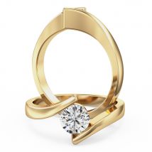 A striking round brilliant cut twist diamond ring in 18ct yellow gold