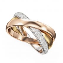 A stunning diamond set ladies 3 band Russian wedding ring in 3 colours