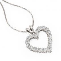 A luxurious round brilliant cut diamond set heart pendant in 18ct white gold