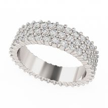 A beautiful triple row diamond full set wedding ring in 18ct white gold
