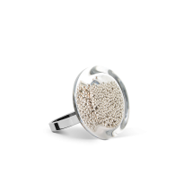 Glasring - Cachou Nano Billes Silber