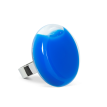 Bague en verre soufflé - Platine Medium Milk
