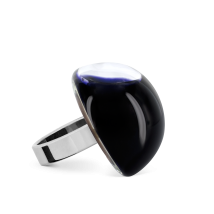 Anillo de vidrio soplado - Dome Medium Milk Negro