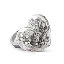 Glass ring - Coeur Medium Paillettes Silver