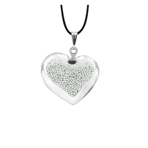 Pendentif en verre soufflé - Coeur nano billes
