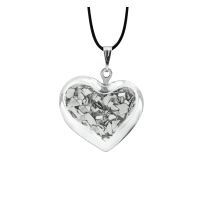 Pendentif en verre soufflé - Coeur nano paillettes
