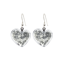 Boucles d'oreilles crochet en verre soufflé - Coeur Paillettes
