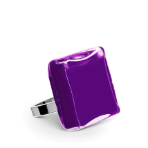 Bague en verre soufflé - Carré Medium Milk