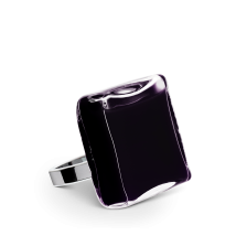 Bague en verre soufflé - Carré Medium Milk